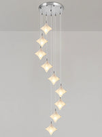 Load image into Gallery viewer, Art Deco Star Staircase Pendant Light – Frosted Glass Hanging Fixture – Astris Altair