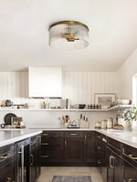 Load image into Gallery viewer, Bravira Elegant Ribbed Glass Flush-Mount Ceiling Light – Modern Low-Profile Fixture for Bedroom