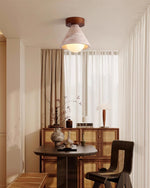 Load image into Gallery viewer, Cream Style Entrance Yellow Travertine Walnut Ceiling Lamp