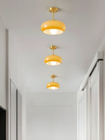 Load image into Gallery viewer, Retro Brass Bauhaus Glass Disc Ceiling Lamp