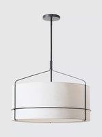 Cargar imagen en el visor de la Galería, Lámpara colgante de lino Horelia con forma de tambor: moderna pantalla de tambor para comedor