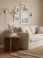 Bild in Gallery-Viewer laden, Diora Leinen-Schirm Steckdosen-Wandleuchte - Champagner Bronze Verstellbarer Arm