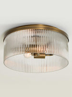 Cargar imagen en el visor de la Galería, Lámpara de techo empotrada de vidrio acanalado elegante Bravira – Luminaria moderna de perfil bajo para dormitorio