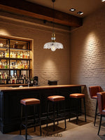 Load image into Gallery viewer, Vintage Brass Clear Glass Flower Pendant Light For Kitchen Island