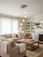 Load image into Gallery viewer, Art Deco Star Staircase Pendant Light – Frosted Glass Hanging Fixture – Astris Altair