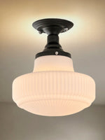 Load image into Gallery viewer, Medieval Art Deco Milk Glass Fixed Ceiling Light