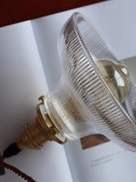 Load image into Gallery viewer, Ribbed Glass Pendant Light – Stylish Brass and Glass Pendant Light for Kitchen & Modern Interiors