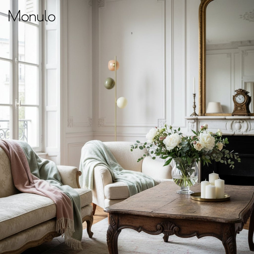 Lampadaire lumineux Coloria Orb Opal – Lampadaire minimaliste moderne en verre et métal pour salon