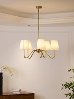 Load image into Gallery viewer, Vintage Brass Fabric Multi-Head Chandelier