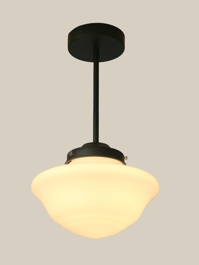 Art Deco UFO Milk Glass Fixed Ceiling Light