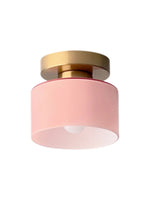 Load image into Gallery viewer, Nordic Morandi Cylinder Glass Ceiling Light – Colorful Fixture For Hallways