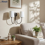 Cargar imagen en el visor de la Galería, Aplique de Pared Doble Clásico Moderno Roven con Brazos Curvos y Pantallas de Tela para Dormitorio y Pasillo