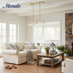 Bild in Gallery-Viewer laden, Glavira Contemporary Linear Pendant Light – Klarglas-Schirm mit Messing- oder Bronze-Finish