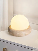 Load image into Gallery viewer, Cream Style Semi-Round Travertine Table Lamp