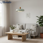 Cargar imagen en el visor de la Galería, Lámpara colgante moderna minimalista de acabado en madera en capas Oribela para islas y vestíbulos