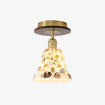Bild in Gallery-Viewer laden, Iron, wood and shell glass ceiling light product view