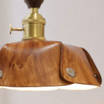 Load image into Gallery viewer, Vintage leather pendant light detail