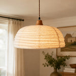 Load image into Gallery viewer, Handwoven Hemp Fabric Dome Pendant Light