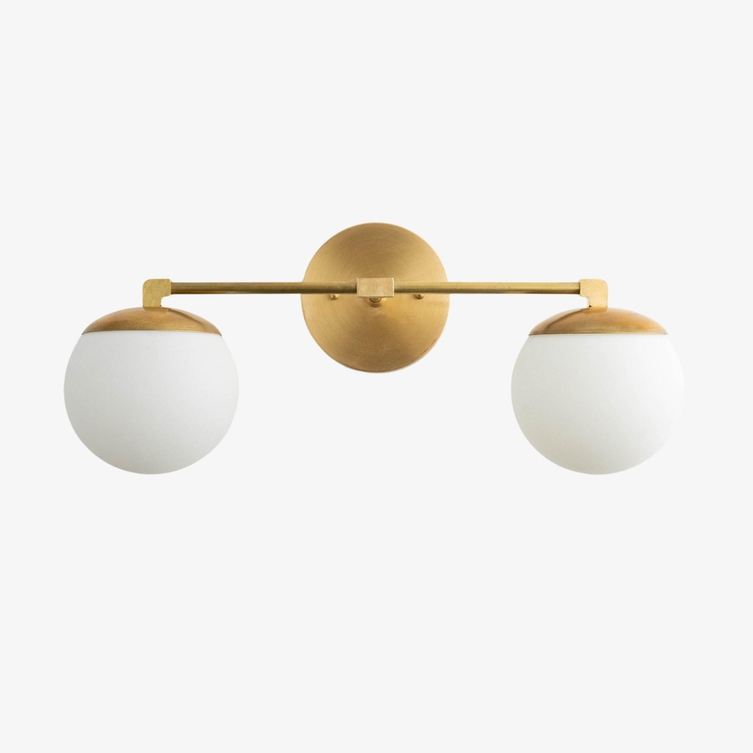 Glorica Glass Modern Wall Sconce – Contemporary 2-Globe Indoor Accent Lamp for Hallway