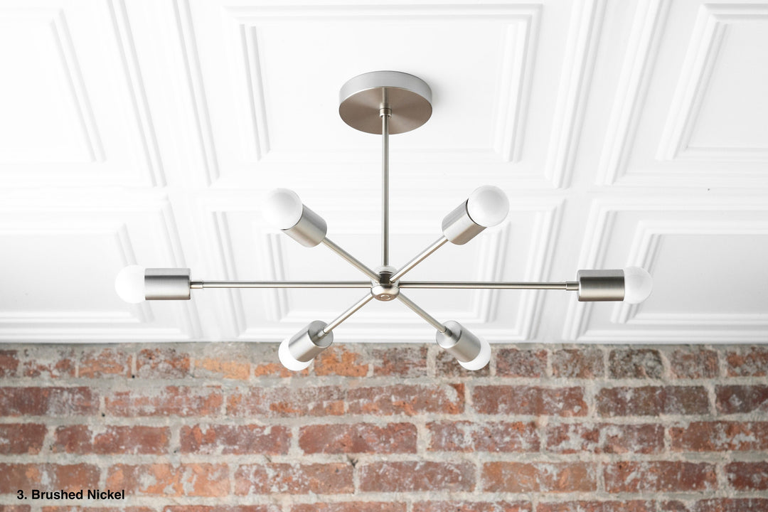 Lustre Mobilux Line Mid-Century Modern - Plafonnier suspendu à 6 têtes