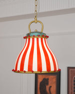 Load image into Gallery viewer, Circus Glass Pendant Lamp – Fun Red Stripe Art Glass for Eclectic Spaces