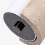 Cargar imagen en el visor de la Galería, Bottom cap and mounting detail of travertine acrylic wall lamp