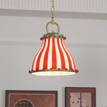Load image into Gallery viewer, Circus Glass Pendant Lamp – Fun Red Stripe Art Glass for Eclectic Spaces
