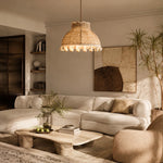 Load image into Gallery viewer, French Cream Pom Pom Fabric Pendant Light