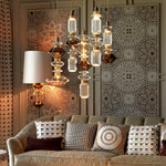 Load image into Gallery viewer, Contemporary Hanging Light - Iron Metal Glass Gold Brown Damp-rated