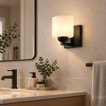 Charger l'image dans la visionneuse de galerie, Modern Metal Vanity Light with Glass Shades for Bathrooms