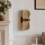 Bild in Gallery-Viewer laden, Natural loofah and leather wall sconce in a refined neutral interior