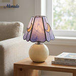 Load image into Gallery viewer, Vintagia Mushroom Moon Stained Glass Table Lamp - Artistic Accent Ceramic Base Light for Living Room or Bedroom
