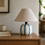 Cargar imagen en el visor de la Galería, Ceruna Ceramic Table Lamp with Fabric Lampshade – Modern Minimalist Fixture for Reading or Lounge Areas