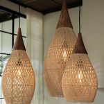 Bild in Gallery-Viewer laden, Handgefertigte Rattan Wandteppich-Pendelleuchte
