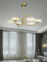 Load image into Gallery viewer, Unique Round Disc Shape Bruc Alabaster Chandelier