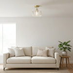 Bild in Gallery-Viewer laden, Rivora Gerillte Glas-Deckenleuchte mit Halbeinbau - Moderne Bauernhaus-Deckenleuchte für Schlafzimmer und Flur U09