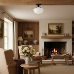 Load image into Gallery viewer, Geotower Rounded Opal Glass Schoolhouse Ceiling Light – Mid-Century Style – Bedroom & Hallway Fixture