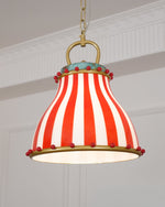 Load image into Gallery viewer, Circus Glass Pendant Lamp – Fun Red Stripe Art Glass for Eclectic Spaces