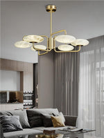 Load image into Gallery viewer, Unique Round Disc Shape Bruc Alabaster Chandelier