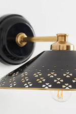 Load image into Gallery viewer, Auriglow Modern Wall Sconce – Brass Perforated Light for Bedroom or Hallway