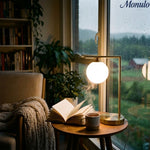 Load image into Gallery viewer, Modern Gold Frame Desk Lamp – Suspended Globe Light for Bedside and Home Office