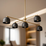 Load image into Gallery viewer, Farmhouse Chandelier – Mid Century Brass Swing Arm Chandelier For Living Room