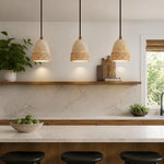 Cargar imagen en el visor de la Galería, Three woven pendant lights above a kitchen counter