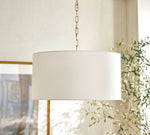 Load image into Gallery viewer, Dumora Linen Drum Pendant Light - Modern White Drum Shade For Dining