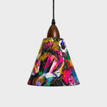 Bild in Gallery-Viewer laden, Medium painted floral cone pendant light front view
