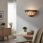 Load image into Gallery viewer, TF Layered Glass and Curved Metal Arm Wall Lamp – Transitional Art Deco Wall Sconce for Bedroom and Entryway