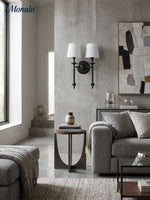 Bild in Gallery-Viewer laden, Rowan Stoffschirm Wandleuchte in Antik Kupfer - Vintage Luxus Licht für Innenräume