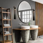 Cargar imagen en el visor de la Galería, Aplique de pared LED de vidrio artístico en níquel arena y gris ahumado resistente a la humedad