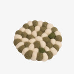 Cargar imagen en el visor de la Galería, Olive ivory handmade felt ball coaster