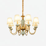 Charger l'image dans la visionneuse de galerie, Lustre Branche Série Altoris avec Abat-jours en Tissu – Lustre en Laiton et Céramique pour Salon